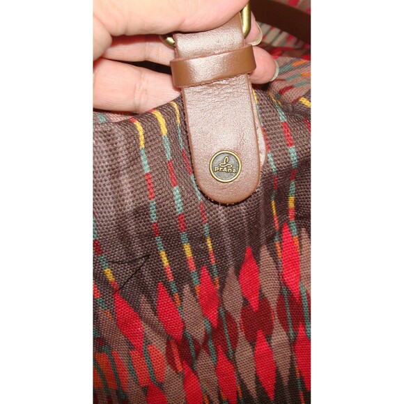 NWT Prana Womens Bag Tote Slouch Leather Red Brown Orange Blu New Organic Cotton - Picture 6 of 6